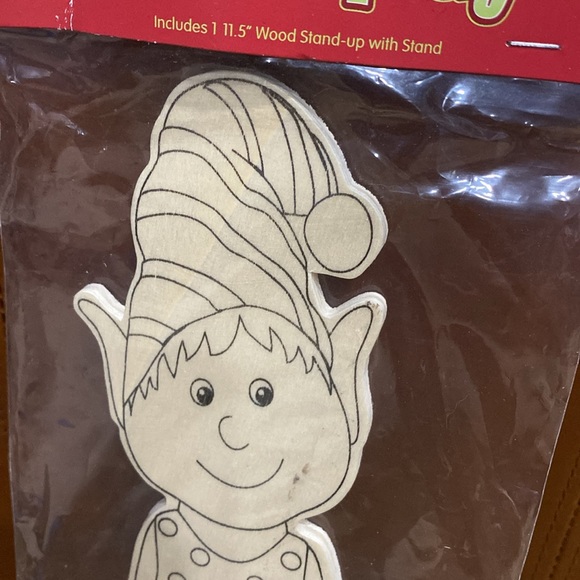 Vintage Crafty Designed By Mary B. Hetz Craft & Play Wood Stand -up Elf w/ Stand - Picture 8 of 8